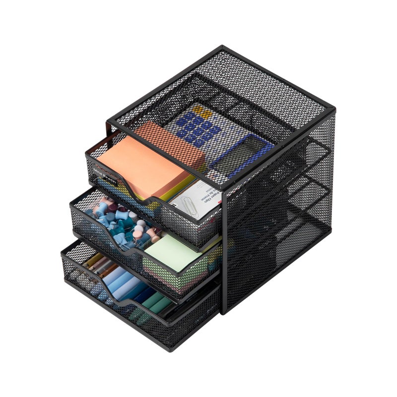 Mind Reader Desktop Accessory Storage, Desk Supplies, Organizer, Office, Metal Mesh, 6.25" L x 6.5" W x 6.5" H, Black - Image 5